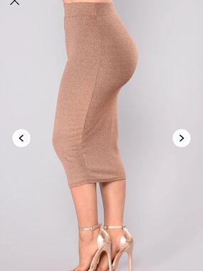 Fashion Nova Metallic Taupe Pencil Skirt